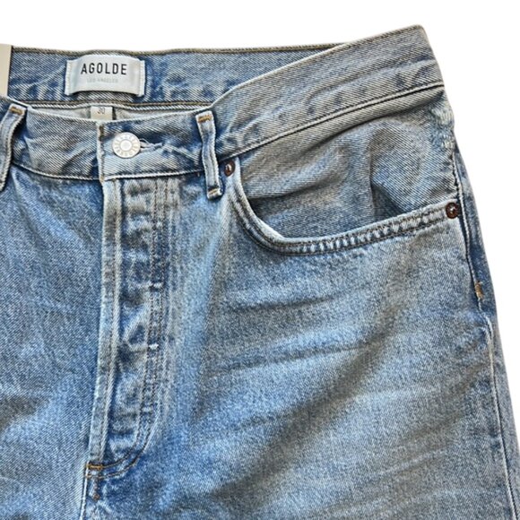 AGOLDE LADIES LANA MID RISE VINTAGE STRAIGHT LEG JEANS FICTION BLUE - Picture 4 of 6